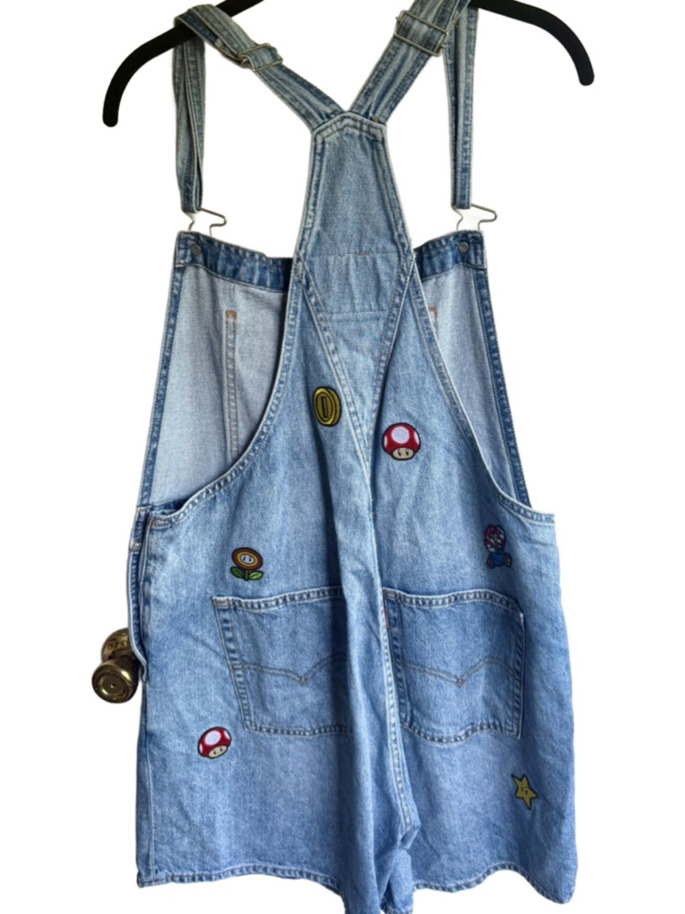 Levi’s Premium Super Mario Nintendo Women’s Denim Overall Shorts - Picture 3 of 3
